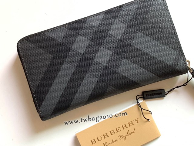 Burberry專門店新款煙熏格子男女長錢包 巴寶莉官方新配色小號拉鏈錢包 yxb1341